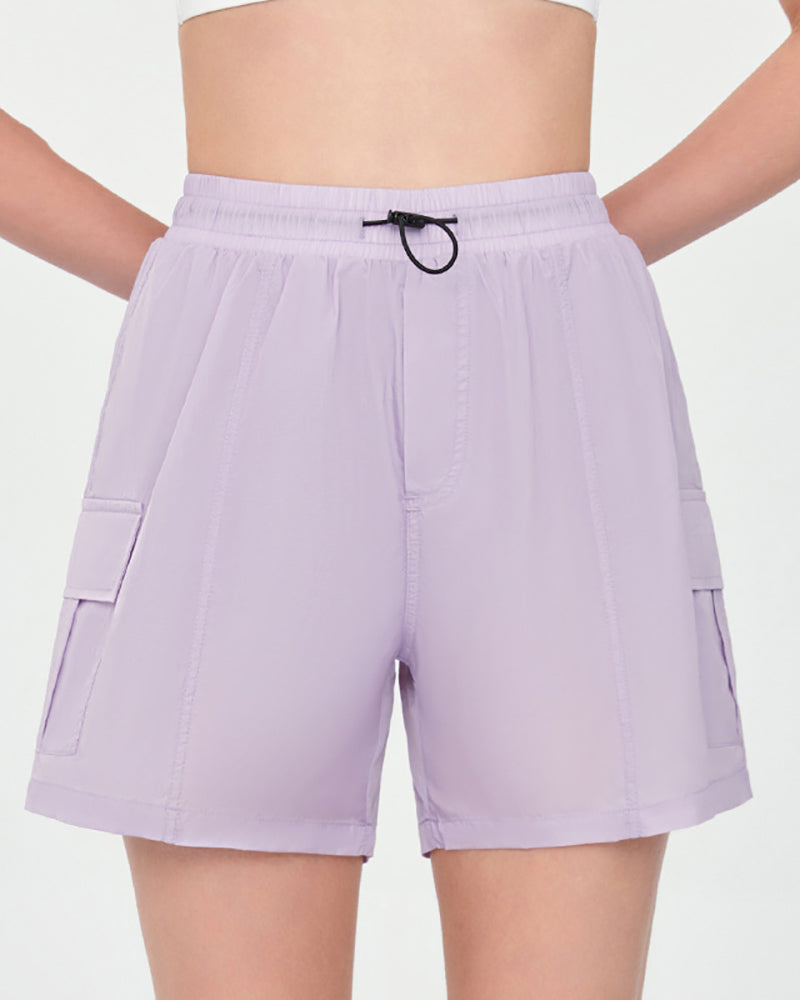 Women Lined Sports Pockets Outdoor Running Shorts S-XL