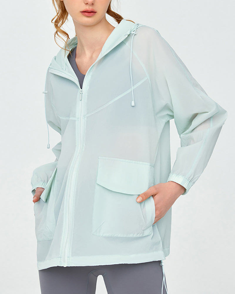 Women Long Sleeve Hoodies Sun Protect UPF50+ Outdoor Sports Coat S-3XL