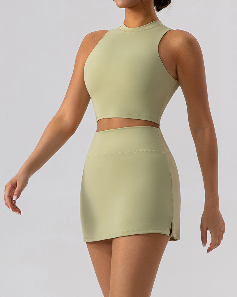 Women Slim Vest Tennis Shorts Sets Skirts Sets Yoga Two-piece Sets S-XL