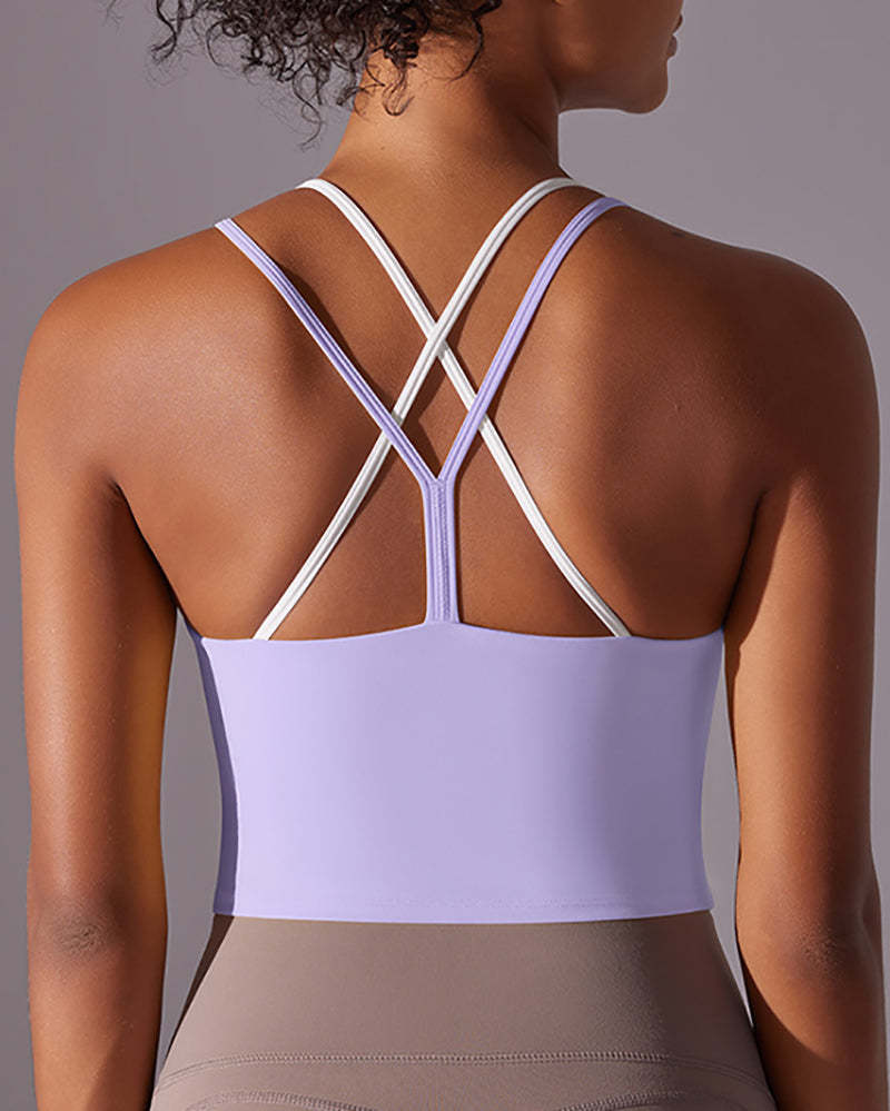 Women Sling Colorblock Fitness Vest  S-XL