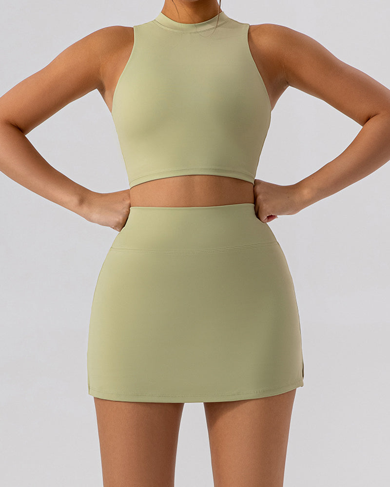 Women Slim Vest Tennis Shorts Sets Skirts Sets Yoga Two-piece Sets S-XL
