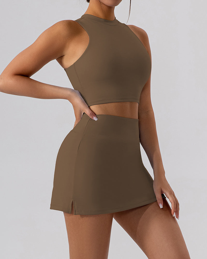Women Slim Vest Tennis Shorts Sets Skirts Sets Yoga Two-piece Sets S-XL
