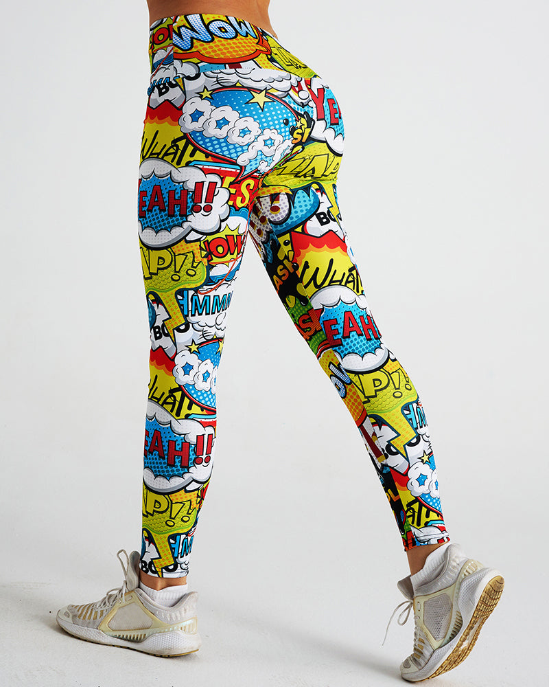 High Waist Fitness Printed Leggings Women Sports Pants S-2XL
