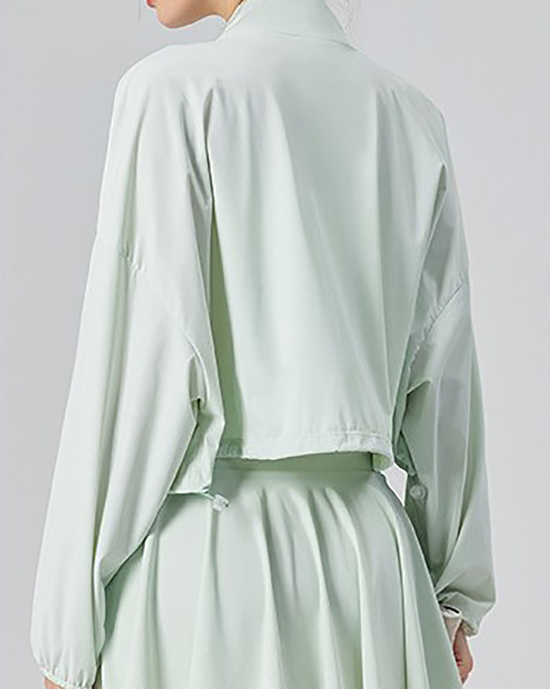 Spring Summer Sun Protection Quick Drying Fitness Sports Long Sleeve Coat Yellow Pink Green White Black S-XL