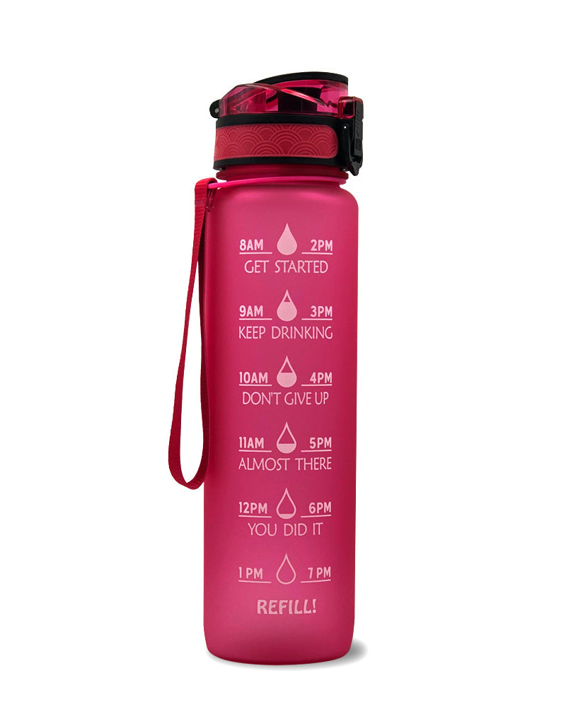 1L Tritan Material Water Bottle With Bounce Cover Time Scale Reminder Frosted Leakproof Cup For Outdoor Sports Fitness