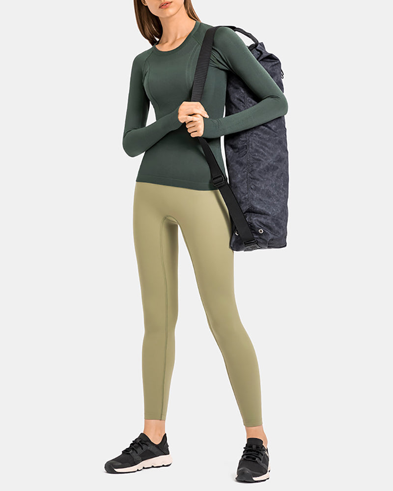 Autumn Crew Neck Long Sleeve Sports Yoga Women T-shirt 4-10
