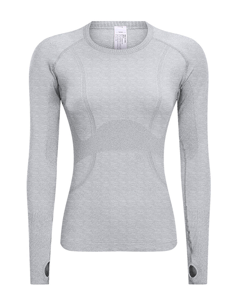 Autumn Crew Neck Long Sleeve Sports Yoga Women T-shirt 4-10
