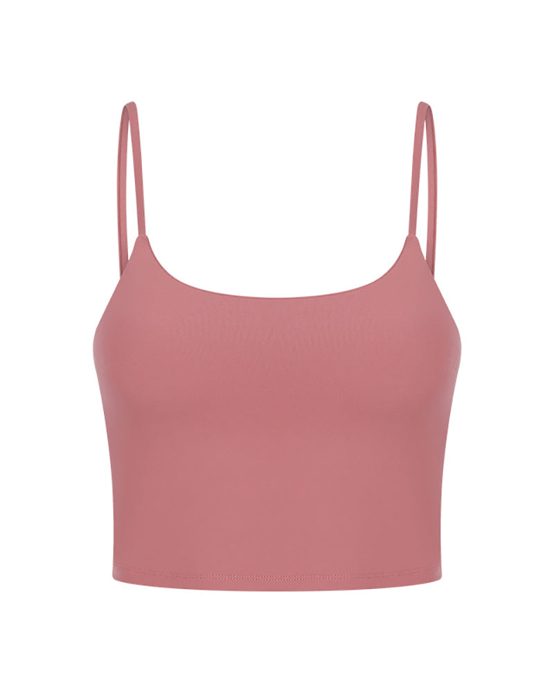 Women Solid Color Strap Sports Running Yoga Tops Vest S-XL