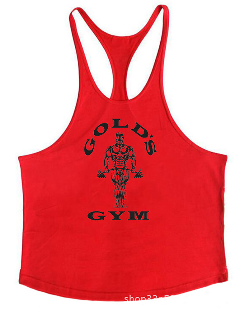 Gym Printed Vest Fitness Circular Hem Training Men&