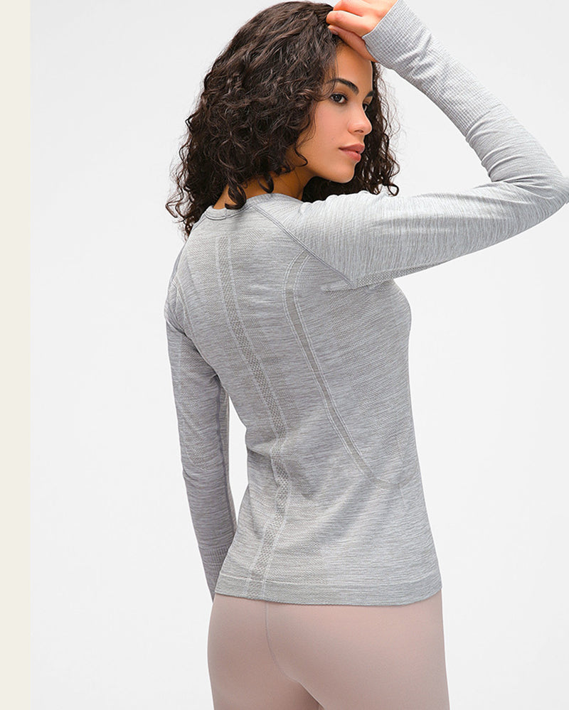 Autumn Crew Neck Long Sleeve Sports Yoga Women T-shirt 4-10