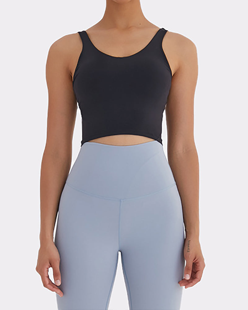 Women Yoga Vest Sleeveless Back Quick Dry Workout Sports Tank Top Elastic Tight Running Vest