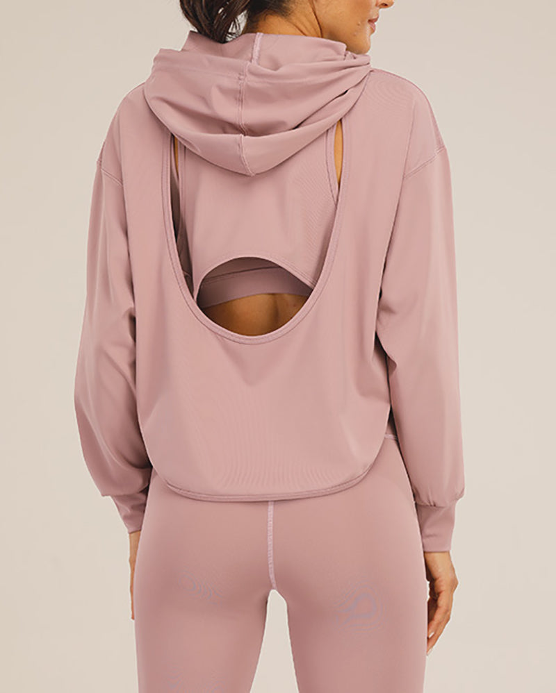 Autumn New Solid Color Long Sleeve Hoodie Sweatshirt V Neck Bra Back Pocket Pants Three Piece Sets S-XL