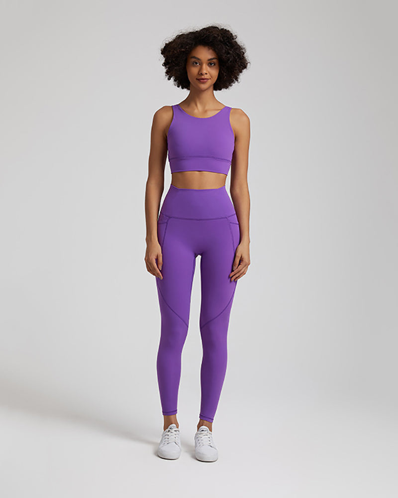 Presale(5-15days waiting) Women Sports Solid Color Sleeveless Pants Sets Yoga Two-piece Suits S-XL