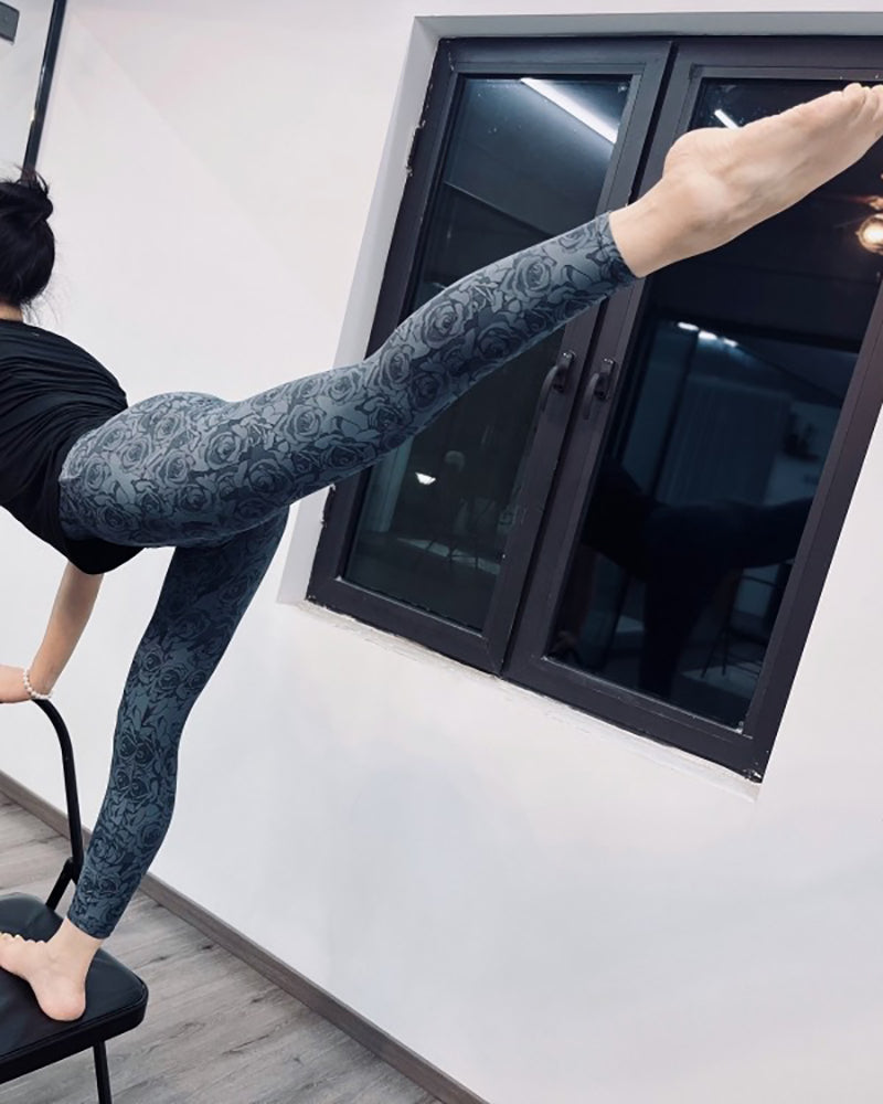 Fitness High Waist Quick Dry Printed Butterfly Rose Striped Colorblock Sports Pants Leggings S-L