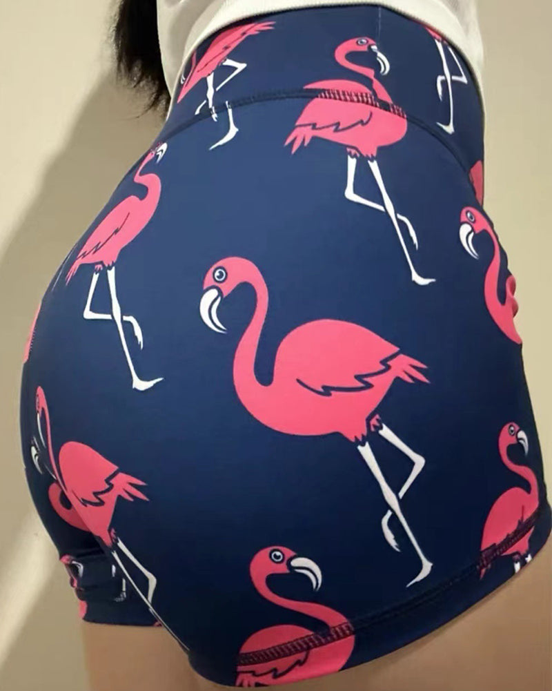 High Waist Fruit Cute Printing Sports Back Wrinkles Shorts S-L