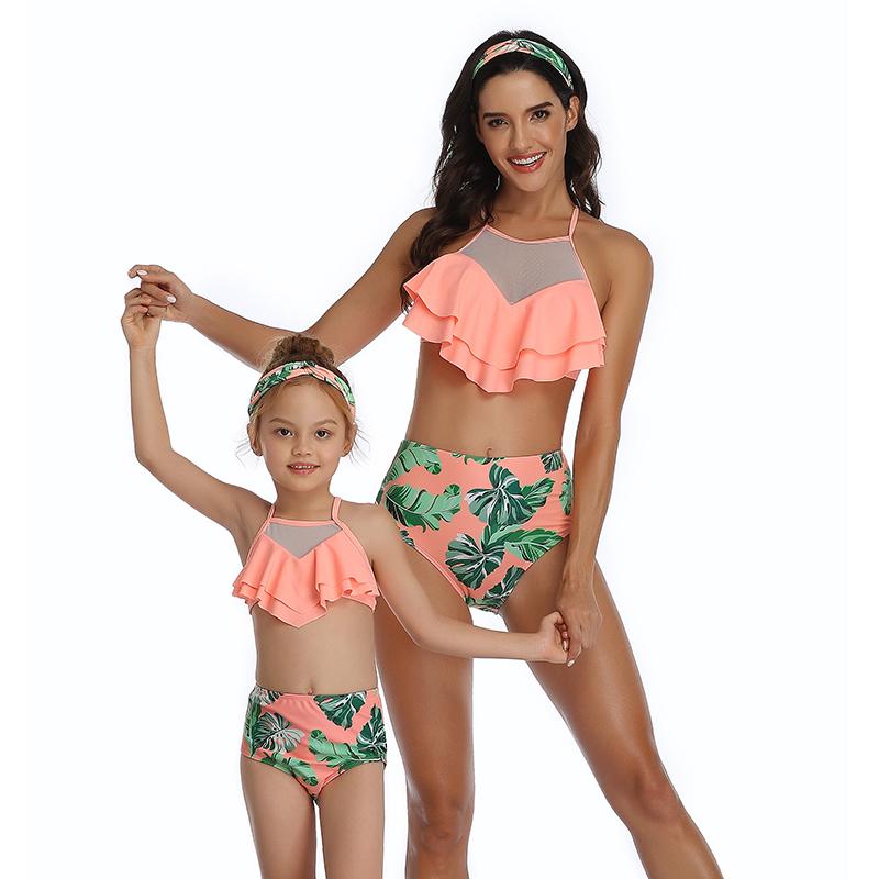 New Arriving Beauty Floral Print Sexy Parent&Child Swimsuit S-XL OM20675