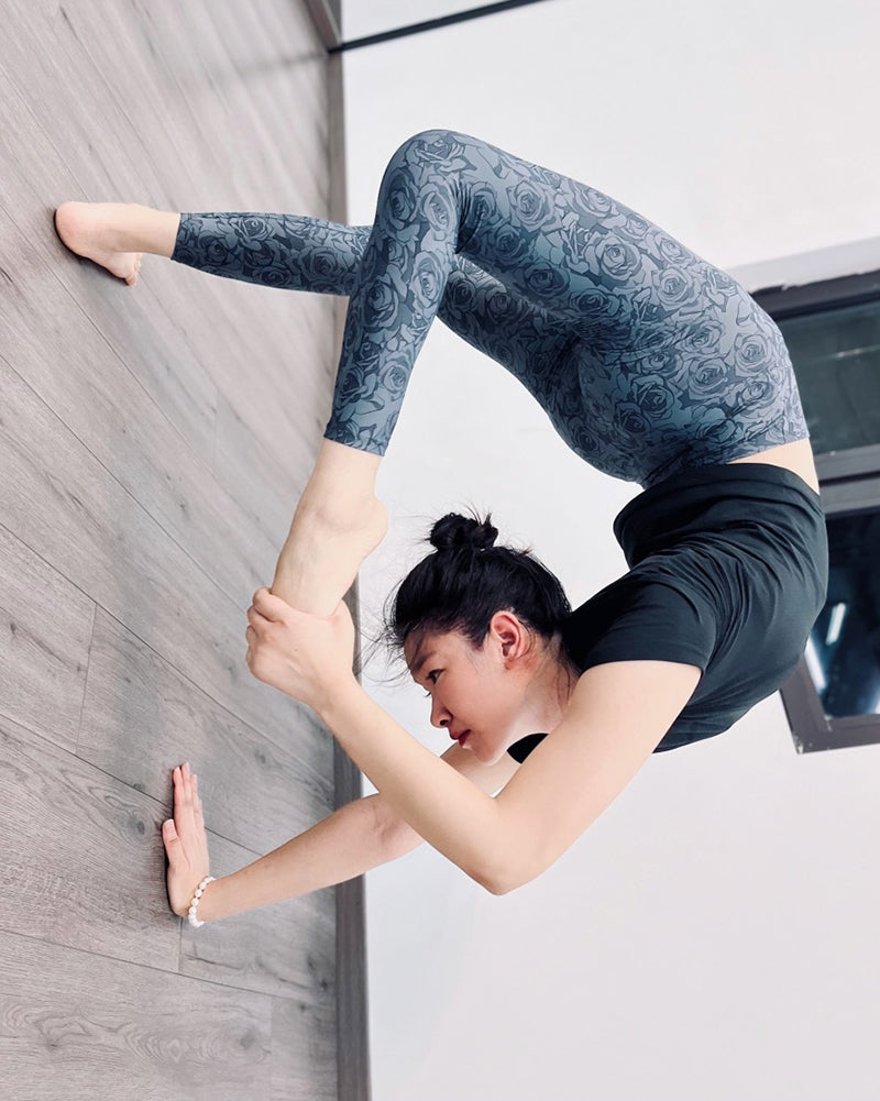 Fitness High Waist Quick Dry Printed Butterfly Rose Striped Colorblock Sports Pants Leggings S-L