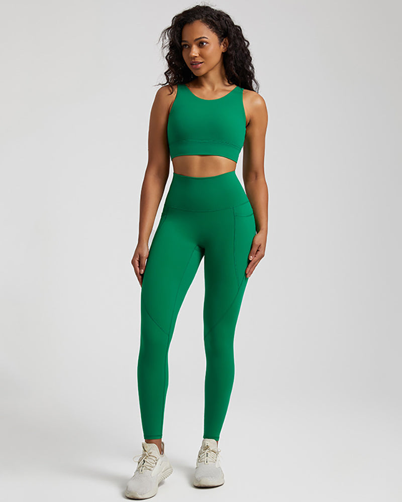 Presale(5-15days waiting) Women Sports Solid Color Sleeveless Pants Sets Yoga Two-piece Suits S-XL