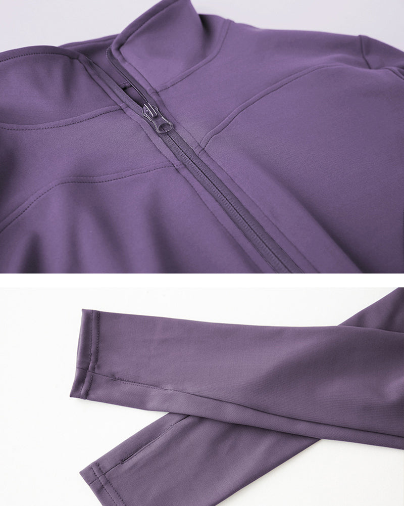 Upgrade YJ30807 Fleecing Solid Color Long Sleeve Slim Fitness Sports Coat S-3XL