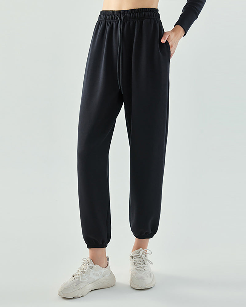 Women Breathable Loose Long Pants Sports Quick Dry Trousers Joggers Beige Green Pink Black Gray S-XL