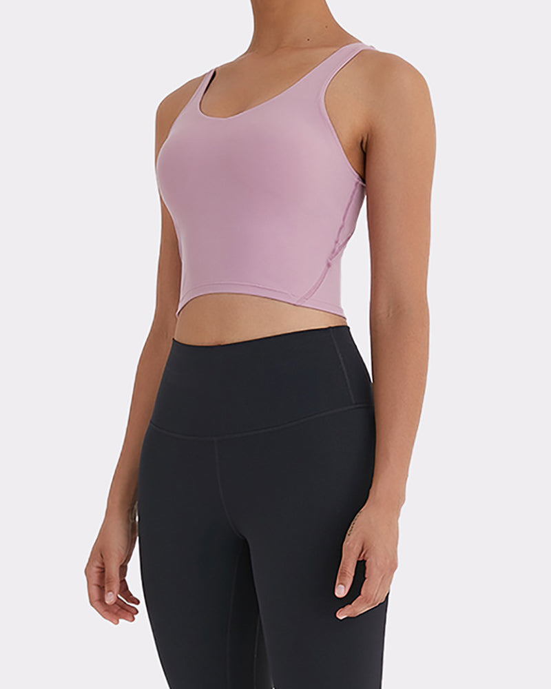 Women Yoga Vest Sleeveless Back Quick Dry Workout Sports Tank Top Elastic Tight Running Vest