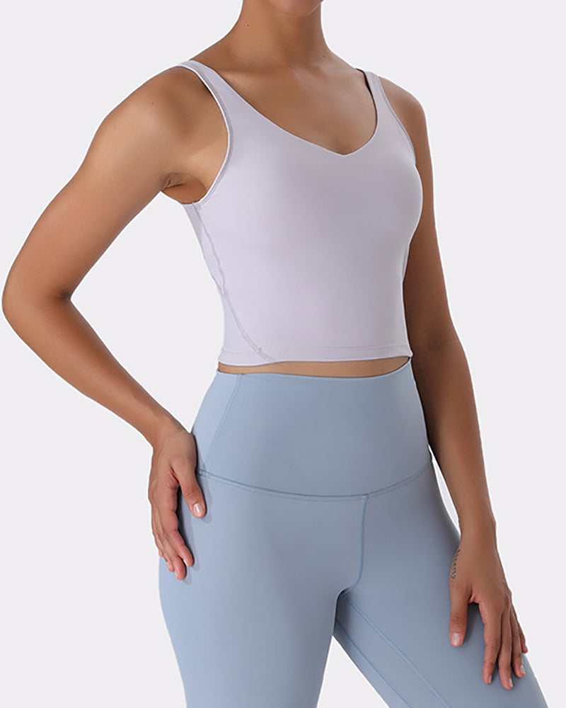 Women Yoga Vest Sleeveless Back Quick Dry Workout Sports Tank Top Elastic Tight Running Vest