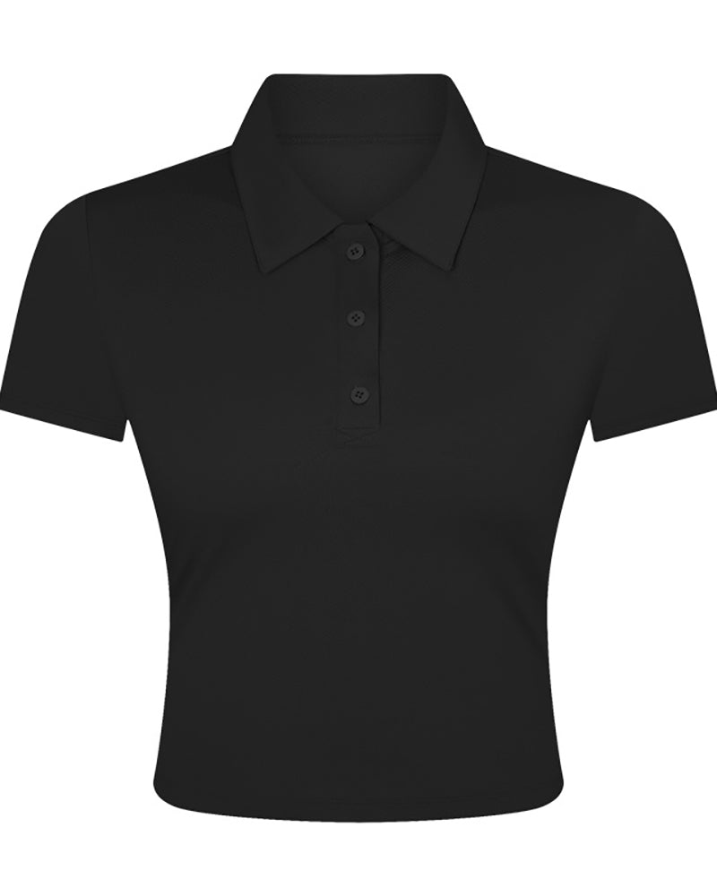 Women New Short Sleeve Sports Lapel Outside Sports Tennis Shirt White Pink Orange Black Gray Cyan 4-12