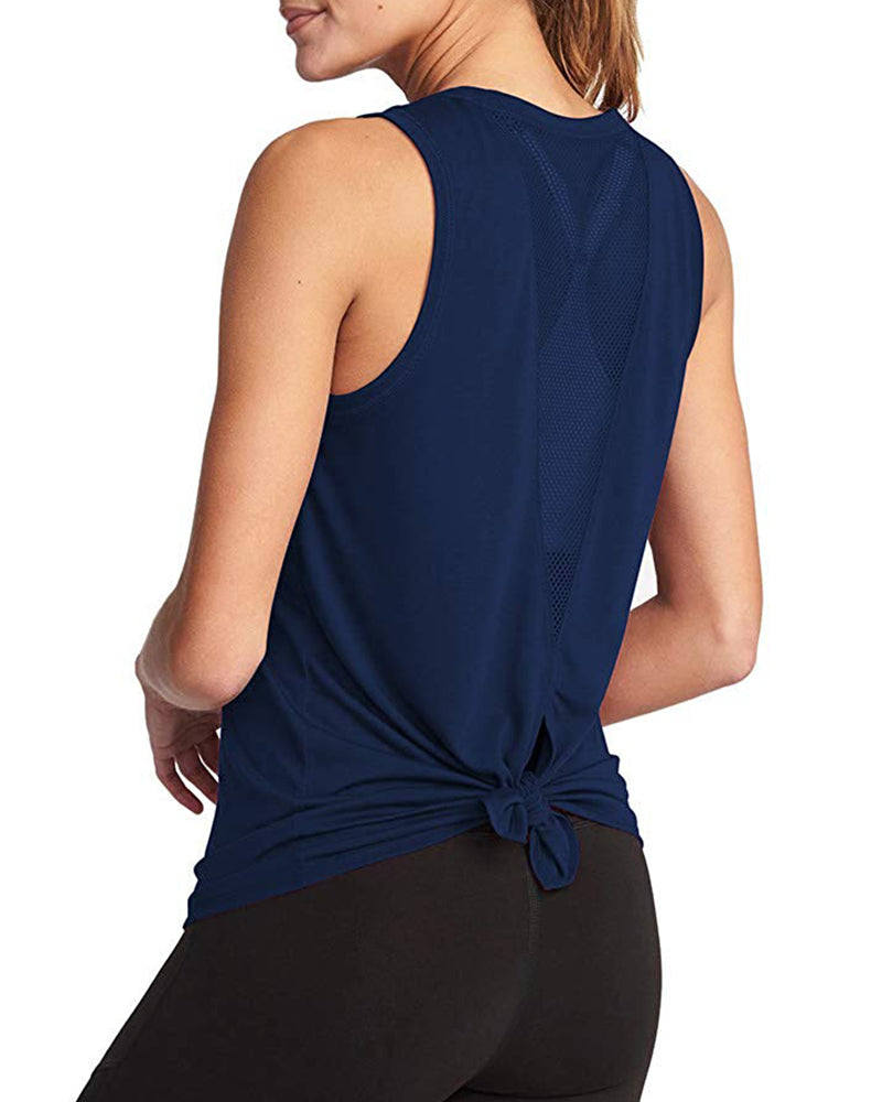 Fashion Women Mesh Sports Vest Solid Color