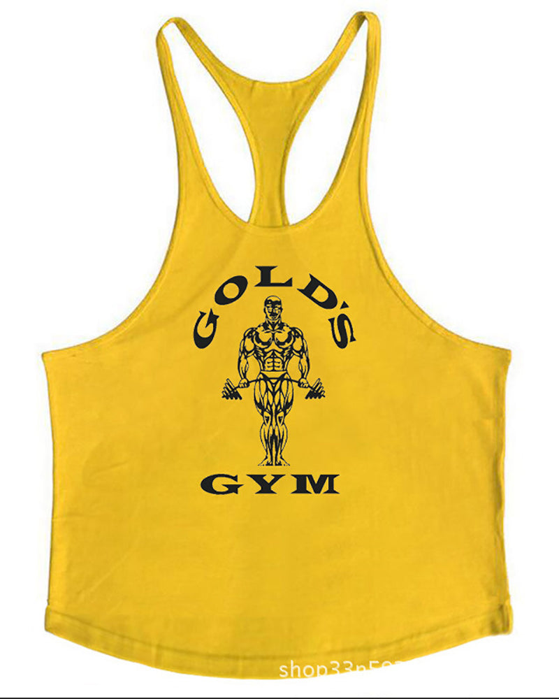 Gym Printed Vest Fitness Circular Hem Training Men&