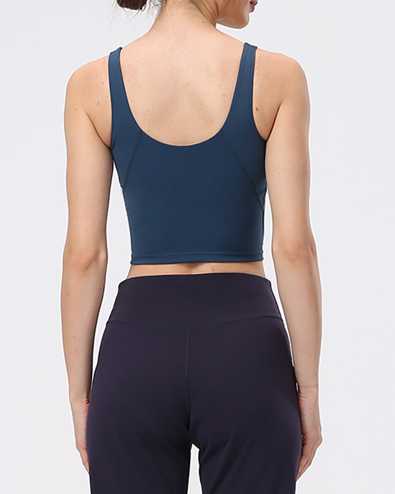 Women Yoga Vest Sleeveless Back Quick Dry Workout Sports Tank Top Elastic Tight Running Vest