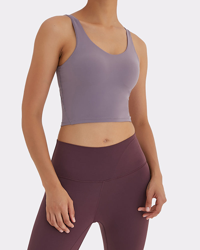 Women Yoga Vest Sleeveless Back Quick Dry Workout Sports Tank Top Elastic Tight Running Vest