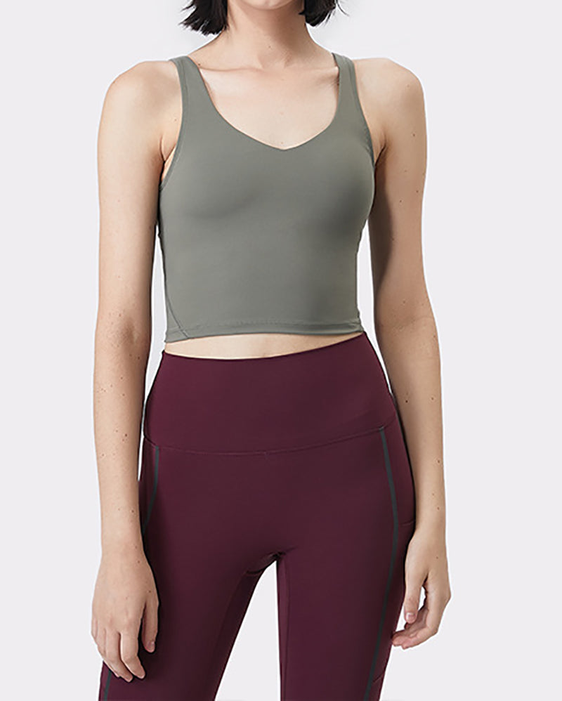 Women Yoga Vest Sleeveless Back Quick Dry Workout Sports Tank Top Elastic Tight Running Vest