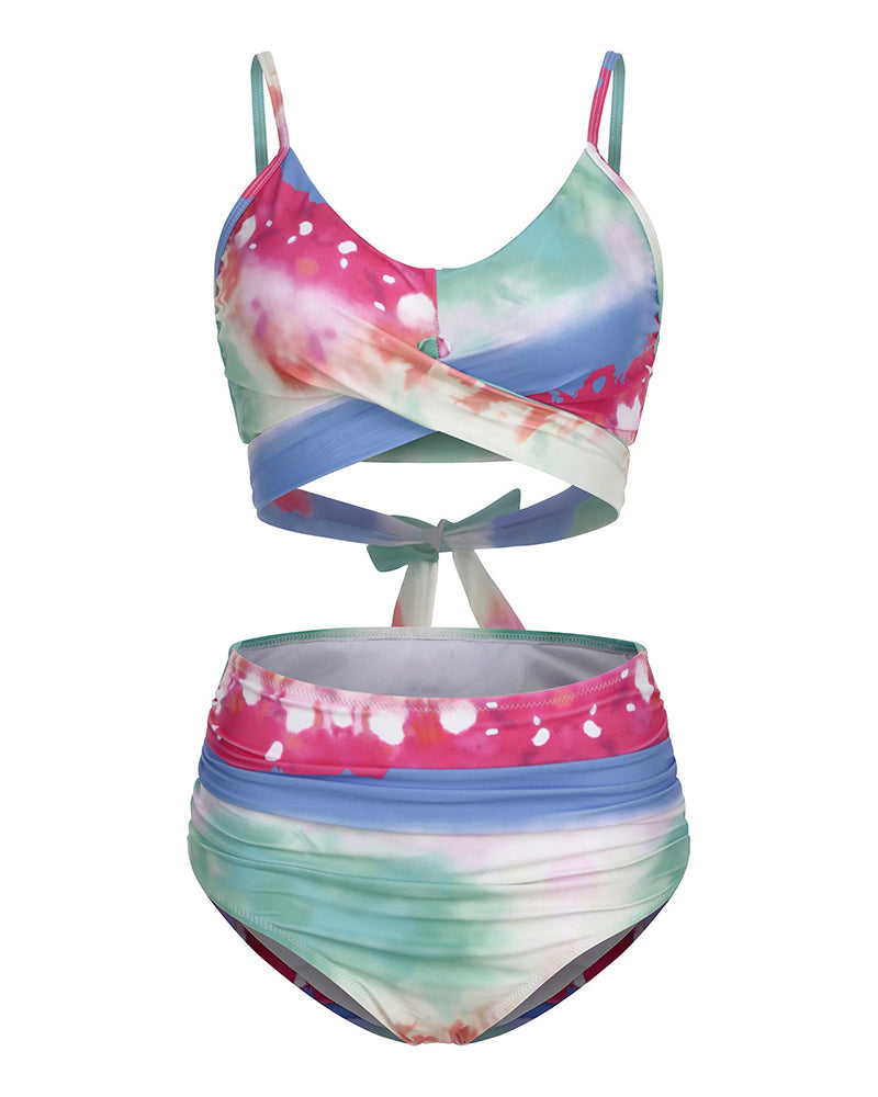 Women Fashion Women Strap Florals Printed High Waist Two-piece Swimsuit Sexy Bikini S-XL