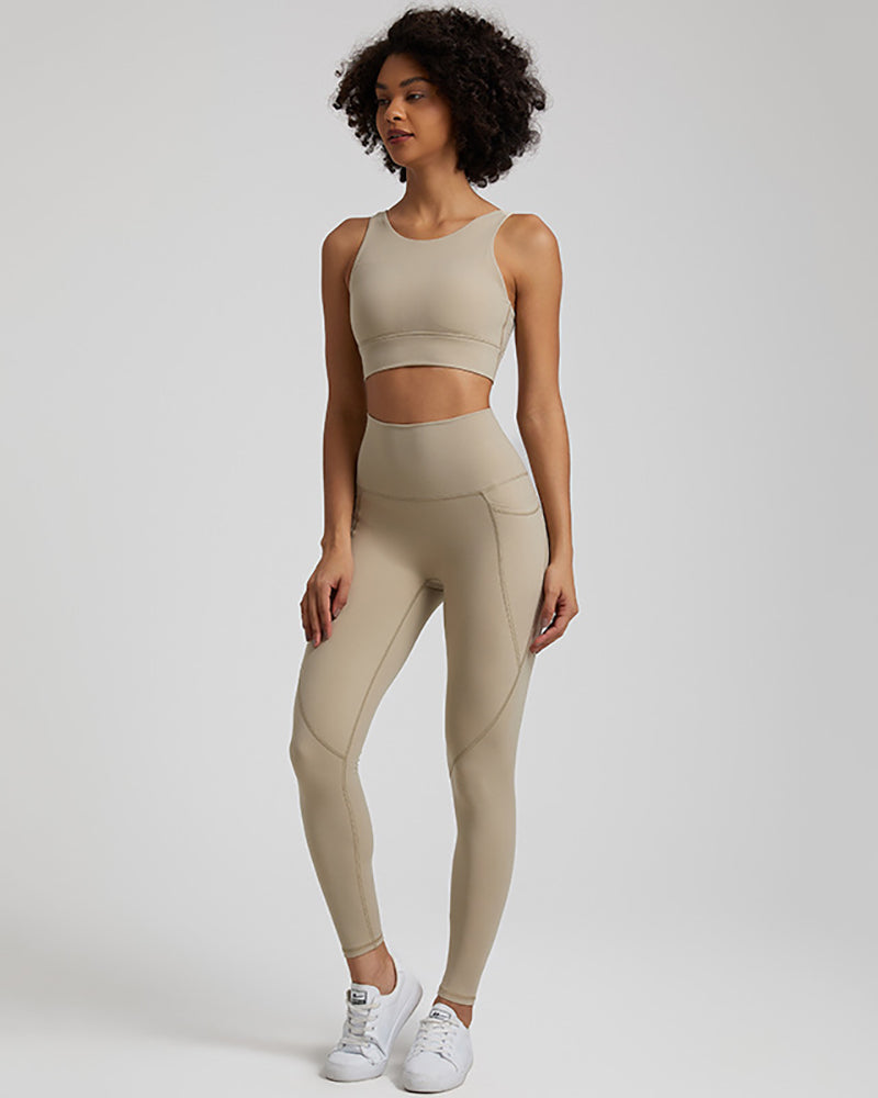 Presale(5-15days waiting) Women Sports Solid Color Sleeveless Pants Sets Yoga Two-piece Suits S-XL