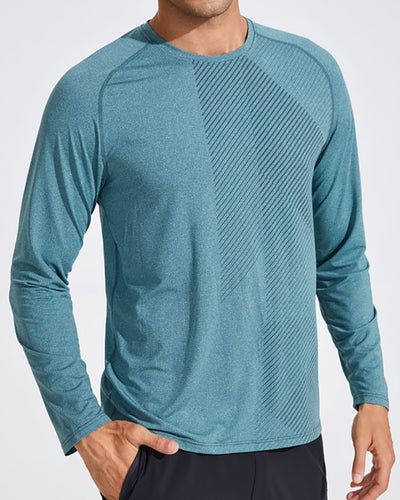 Men's Spring Autumn Outside Wear O Neck Long Sleeve Sports T-shirt Black White Gray Green M-3XL