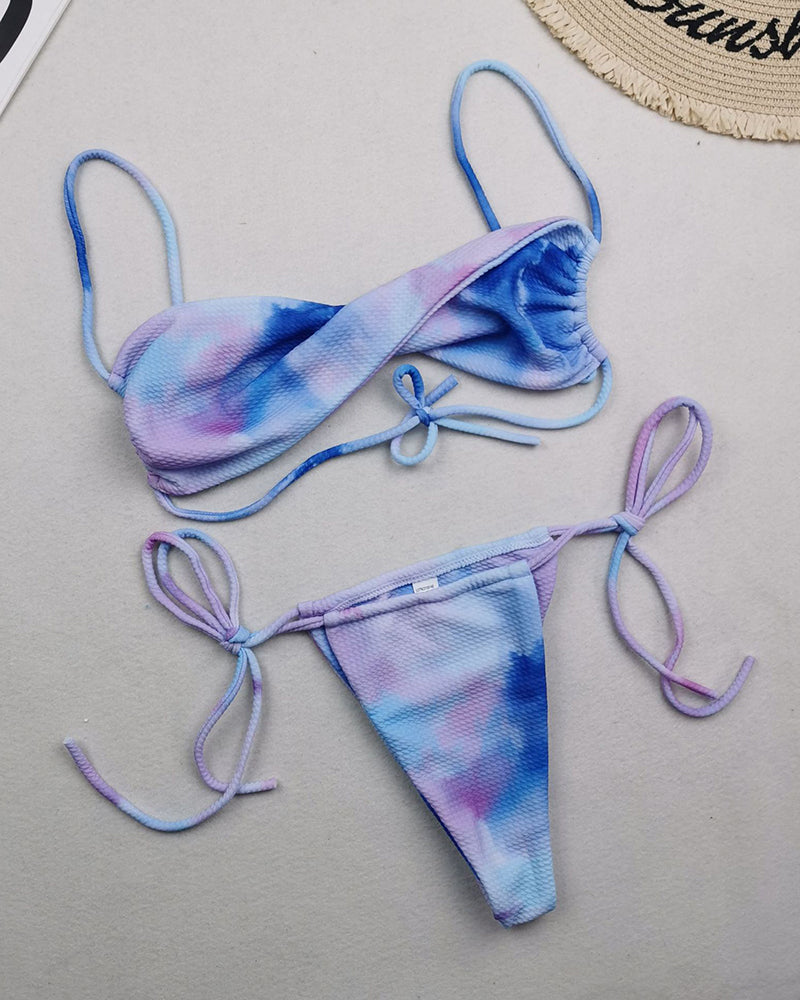 Women Strap Halter Neck Wrap Tie Side String Two-piece Swimsuit S-L