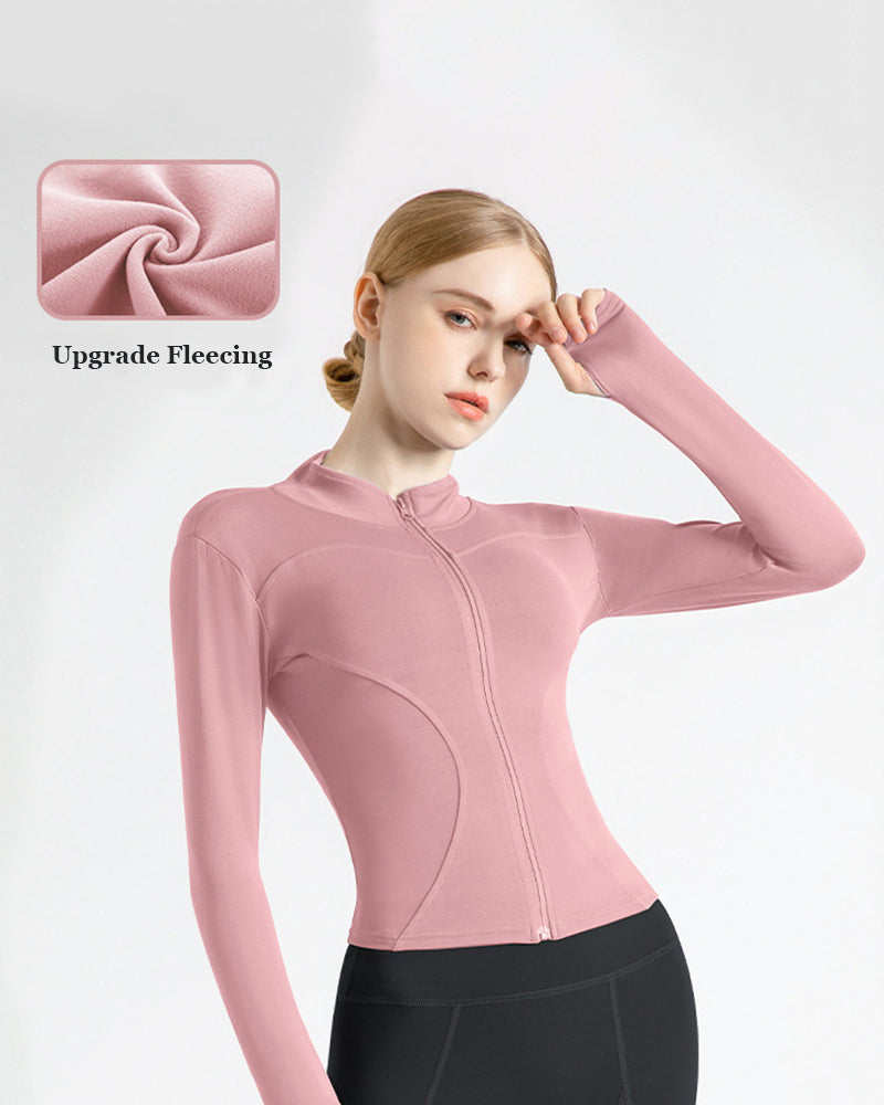 Upgrade YJ30807 Fleecing Solid Color Long Sleeve Slim Fitness Sports Coat S-3XL