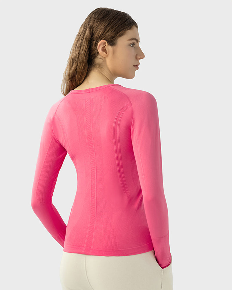 Autumn Crew Neck Long Sleeve Sports Yoga Women T-shirt 4-10