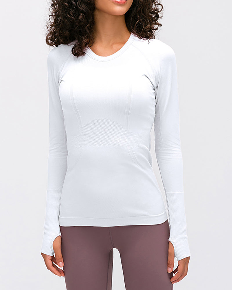 Autumn Crew Neck Long Sleeve Sports Yoga Women T-shirt 4-10