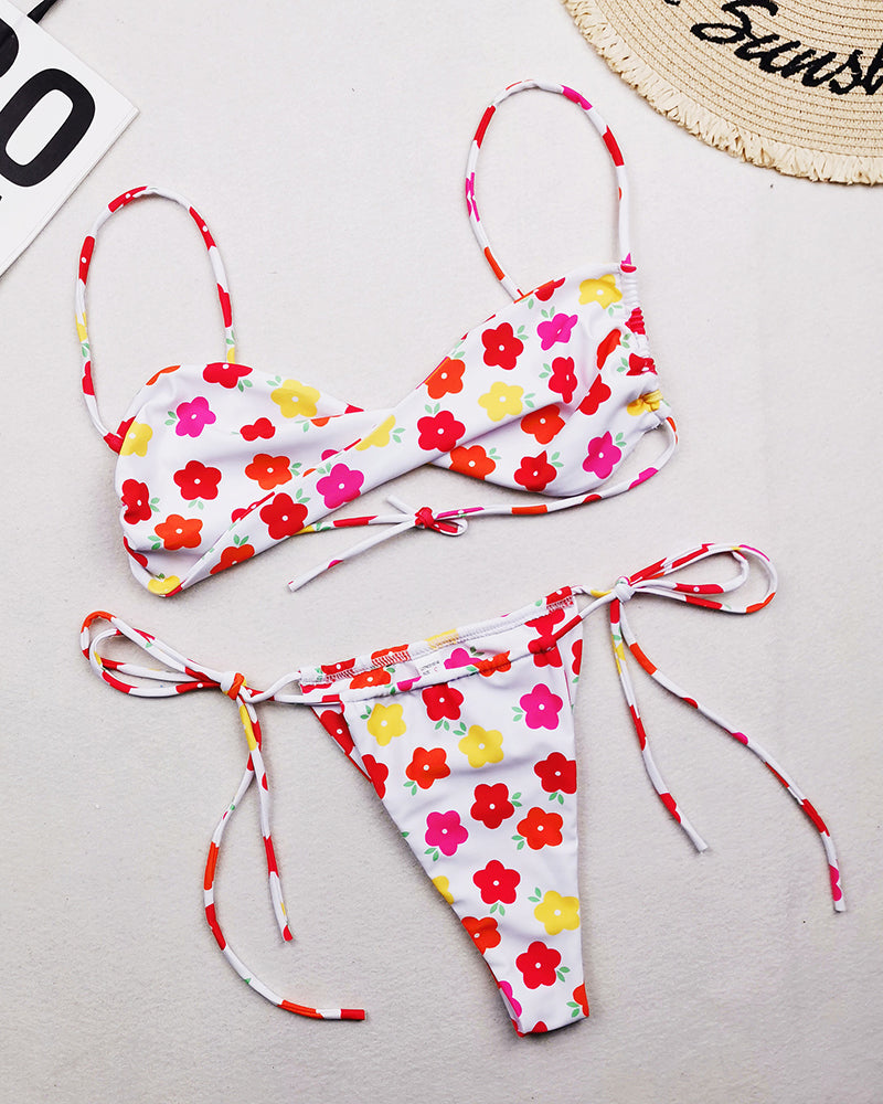 Women Strap Halter Neck Wrap Tie Side String Two-piece Swimsuit S-L