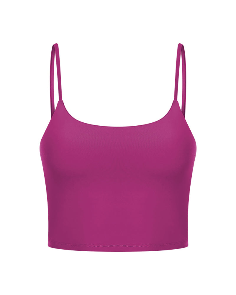 Women Solid Color Strap Sports Running Yoga Tops Vest S-XL