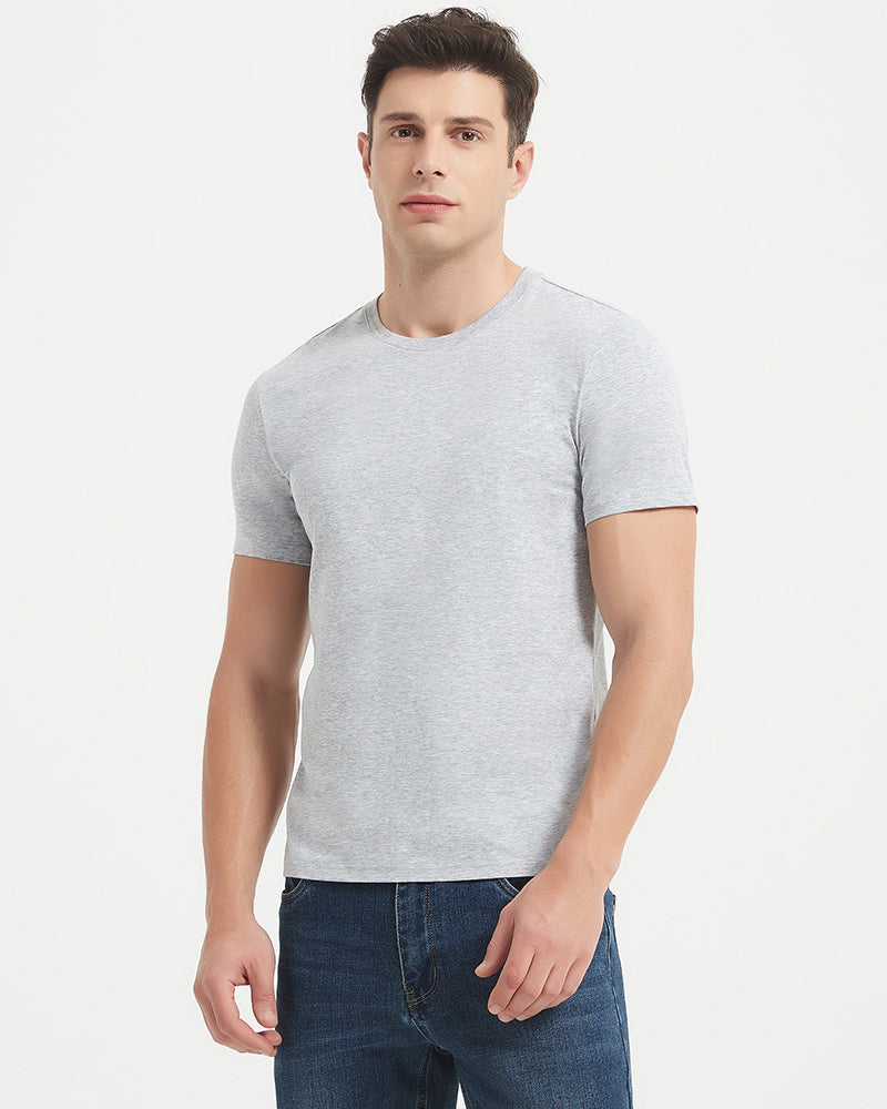 Cotton Plant Fibre Solid Color Crew Neck Men&