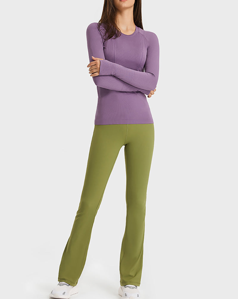 Autumn Crew Neck Long Sleeve Sports Yoga Women T-shirt 4-10
