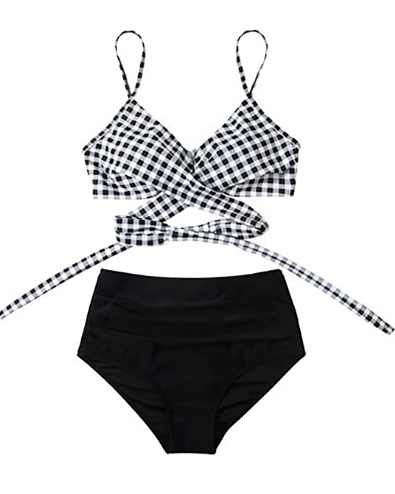 Women Fashion Women Strap Florals Printed High Waist Two-piece Swimsuit Sexy Bikini S-XL