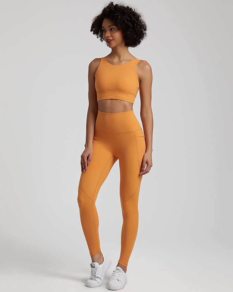 Presale(5-15days waiting) Women Sports Solid Color Sleeveless Pants Sets Yoga Two-piece Suits S-XL