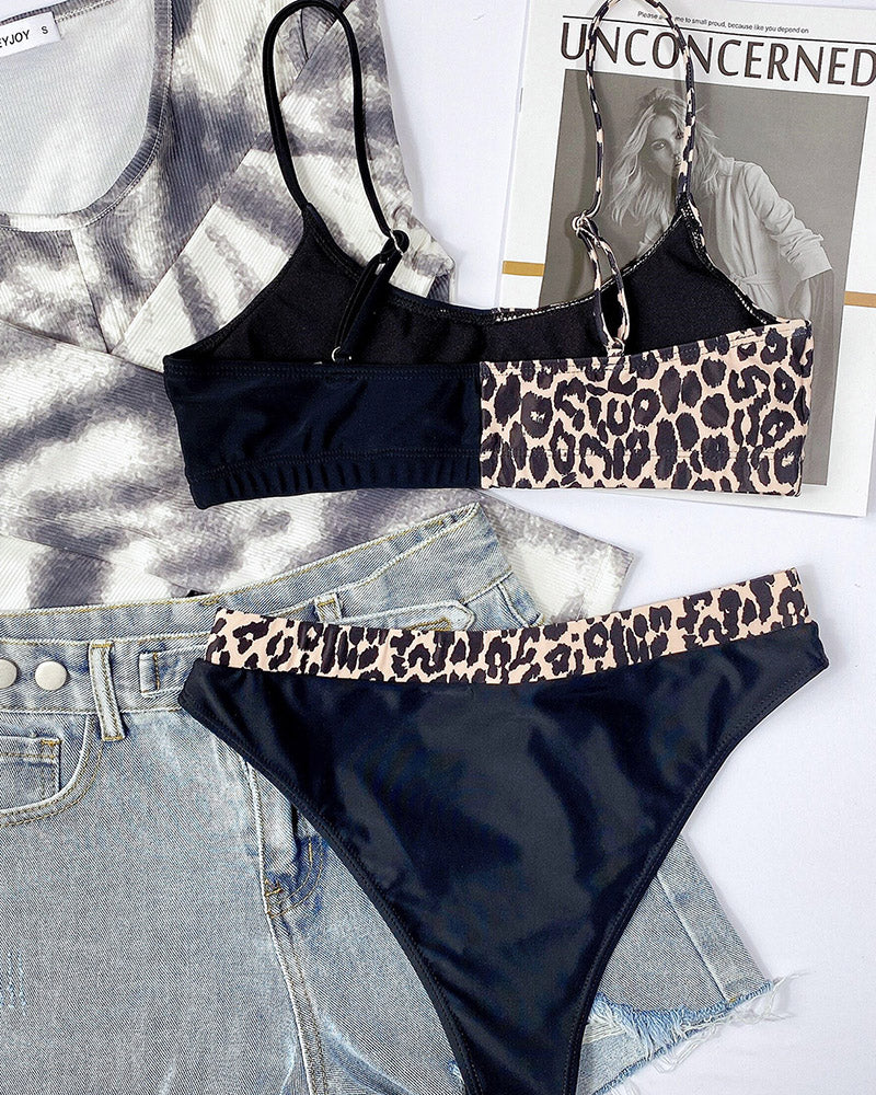 Split Swimsuit Sexy Swimsuit Leopard Print Spliced Bikini YY10411