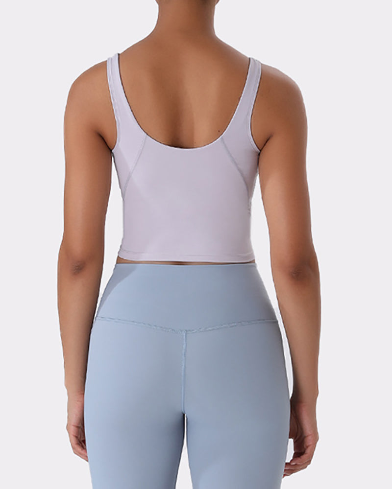 Women Yoga Vest Sleeveless Back Quick Dry Workout Sports Tank Top Elastic Tight Running Vest