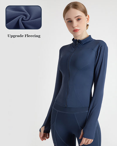 Upgrade YJ30807 Fleecing Solid Color Long Sleeve Slim Fitness Sports Coat S-3XL