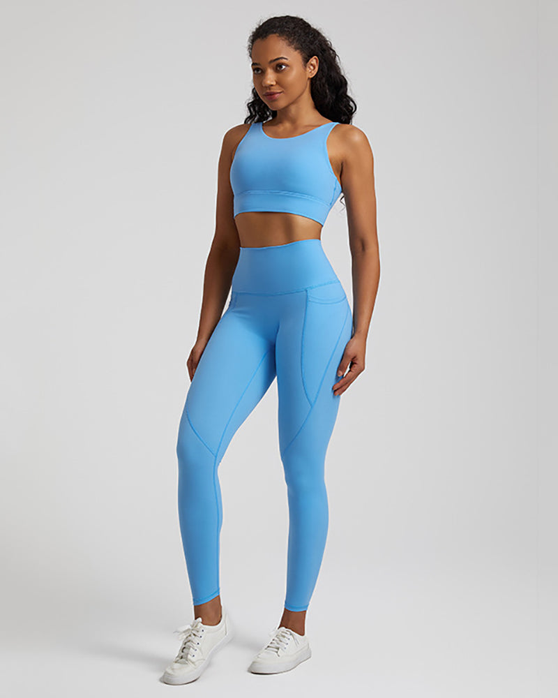 Presale(5-15days waiting) Women Sports Solid Color Sleeveless Pants Sets Yoga Two-piece Suits S-XL