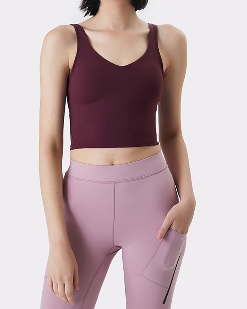 Women Yoga Vest Sleeveless Back Quick Dry Workout Sports Tank Top Elastic Tight Running Vest